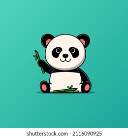 Cute panda with bamboo, Vector illustration eps.10