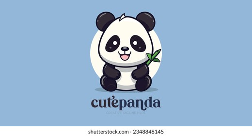 Cute Panda with Bamboo: Vector Illustration for Logo, Icon, Design, Poster, Flyer, and Advertisement