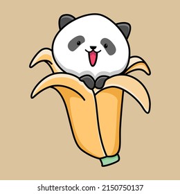 Cute panda banana cartoon design