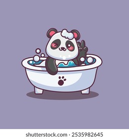  Cute panda bathing Shower In Bathtub 