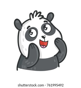Cute Panda Bear: adorable, admire, wonder, curious, happy, lovely, love, emotions. Set of characters in vector hand drawn style, doodle cartoon illustration. As logo, mascot, sticker, emoji