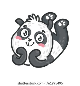 Cute Panda Bear: adorable, admire, wonder, curious, happy, lovely, love, emotions. Set of characters in vector hand drawn style, doodle cartoon illustration. As logo, mascot, sticker, emoji