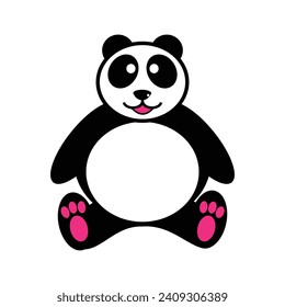 lindo oso panda caricatura animal dibujos vectoriales diseño gráfico estilo plano. adorables elementos de diseño animal. Adecuado para ser utilizado como complemento de los diseños infantiles.