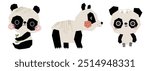 Cute panda bear animal wild life character for education worksheet, maze, puzzle zoo forest set collection 