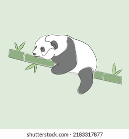 Cute panda bear with bamboo elegant line art style