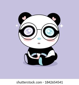 Cute Panda bear. cartoon character. Children print on t-shirt. Vector Illustration.