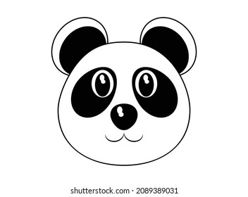 Cute panda bear cartoon face, vector illustration