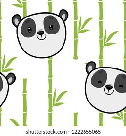 Cute panda bear characters seamless pattern.