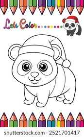 "Cute Panda Bear Christmas Coloring Page for Kids – Fun Holiday Activity"

