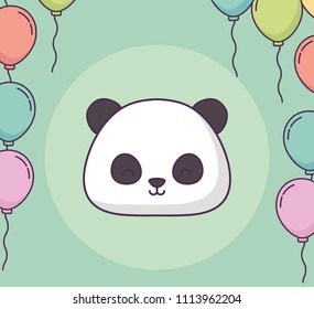 cute panda bear clebrating party kawaii character