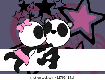 cute panda bear couple cartoon valentine love background in vector format very easy to edit 