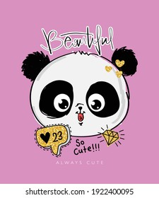 Cute panda bear design for fashion graphics, t shirt prints, posters, stickers etc