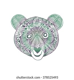 Cute panda bear. Doodle art style.