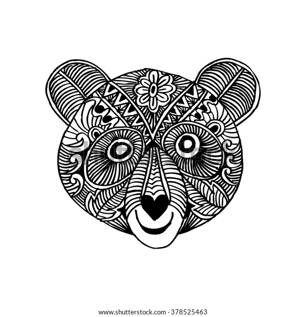 Cute Panda Bear Doodle Art Style Stock Vector (Royalty Free) 378525463