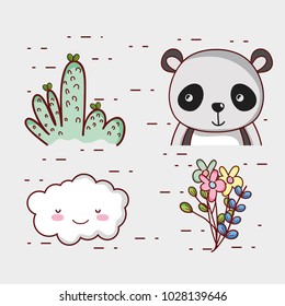 Cute panda bear doodle cartoon