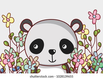 Cute panda bear doodle cartoon