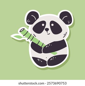 Cute panda bear doodle sticker isolated concept. Vector graphic design illustration	