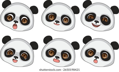 Cute Panda Bear Face Expression Logo Vector