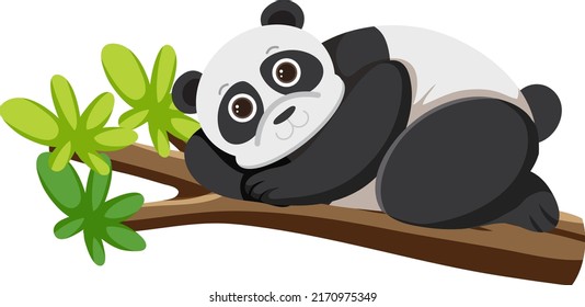Cute panda bear in flat cartoon style illustration