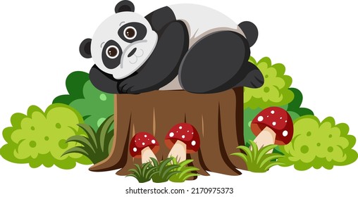 Cute panda bear in flat cartoon style illustration
