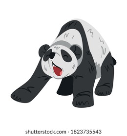 Cute Panda Bear, Funny Wild Animal with Open Mouth Cartoon Style Vector Illustration on White Background