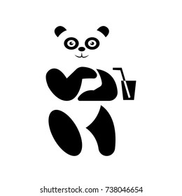 cute panda bear have a drink