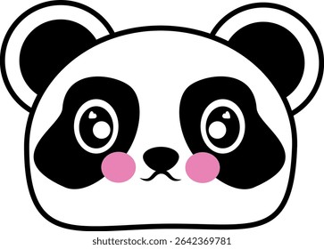 Ícone Cute Panda Bear Head. Arte vetorial.