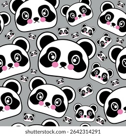 Padrão De Cabeça De Urso De Panda Bonito. Impressão para crianças têxteis ou papel de embrulho.