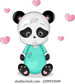 cute panda bear with heart