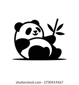 Cute panda bear holding a bamboo stalk