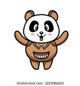 Cute Panda bear illustration, vector hand drawn elements collection.