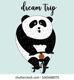 Cute Panda bear illustrations, vector hand drawn elements,