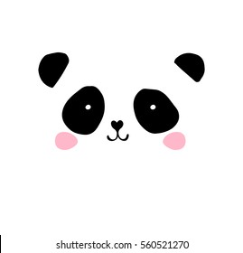 Cute Panda bear illustrations, vector hand drawn elements, black and white icons