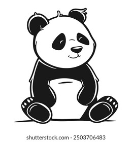 Cute panda bear isolated on white background. Cartoon childish character. Animal mascot, vector icon.