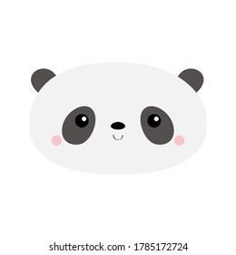 Cute panda bear. Kawaii cartoon character. Funny head face icon. Pink cheeks. Happy Valentines Day. Baby greeting card template. Notebook cover, tshirt. White background. Flat design. Vector