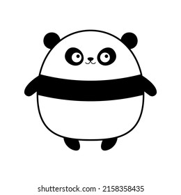 Cute panda bear. Kawaii cartoon character. Round contour icon. Funny head face. Happy Valentines Day. Baby greeting card template. Notebook cover, tshirt. White background. Flat design. Vector