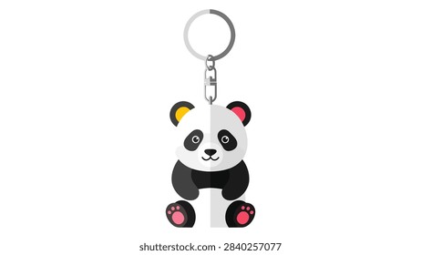 Cute Panda Bear Keychain Vector Illustration