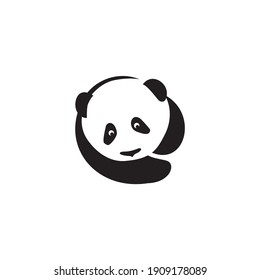 
Cute Panda bear Logo design vector template. 
Funny Lazy Logo Panda animal Logotype concept icon.