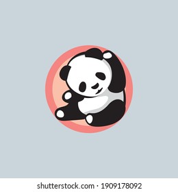 Cute Panda bear Logo design vector template. 
Funny Lazy Logo Panda animal Logotype concept icon.