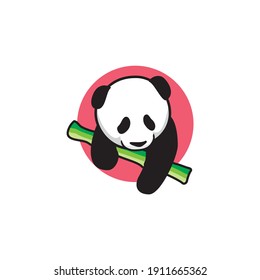 Cute Panda bear Logo design vector template. 
Funny Lazy Logo Panda animal Logotype concept icon.