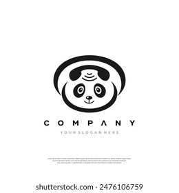 A cute panda bear logo design template Design