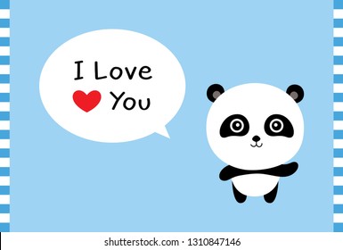 cute panda bear i love you card