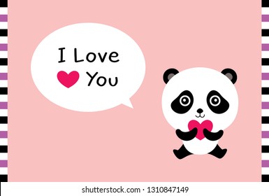cute panda bear i love you card