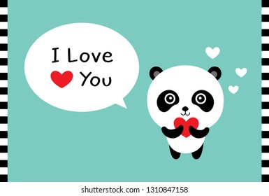 cute panda bear i love you card