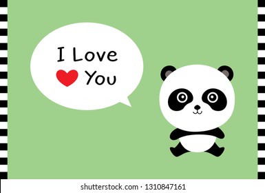 cute panda bear i love you card