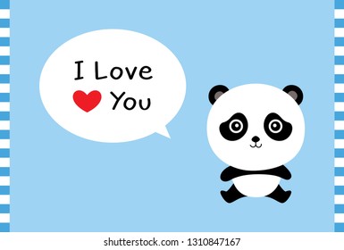 cute panda bear i love you card