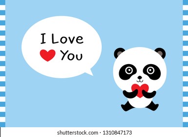 cute panda bear i love you card