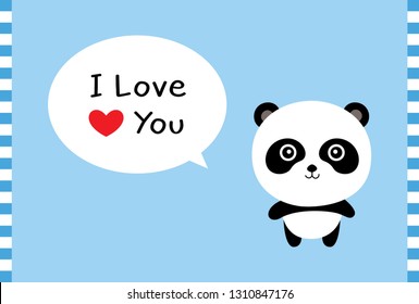 cute panda bear i love you card