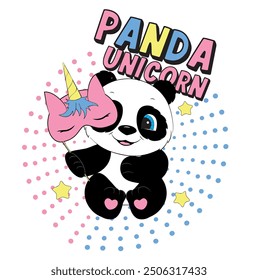 CUTE PANDA BEAR WITH MASK OF UNICORN 