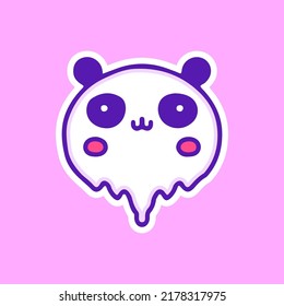 Cute panda bear with melted face illustration, with soft pop style and old style 90s cartoon drawings. Artwork for street wear, t shirt, patchworks; for teenagers clothes.